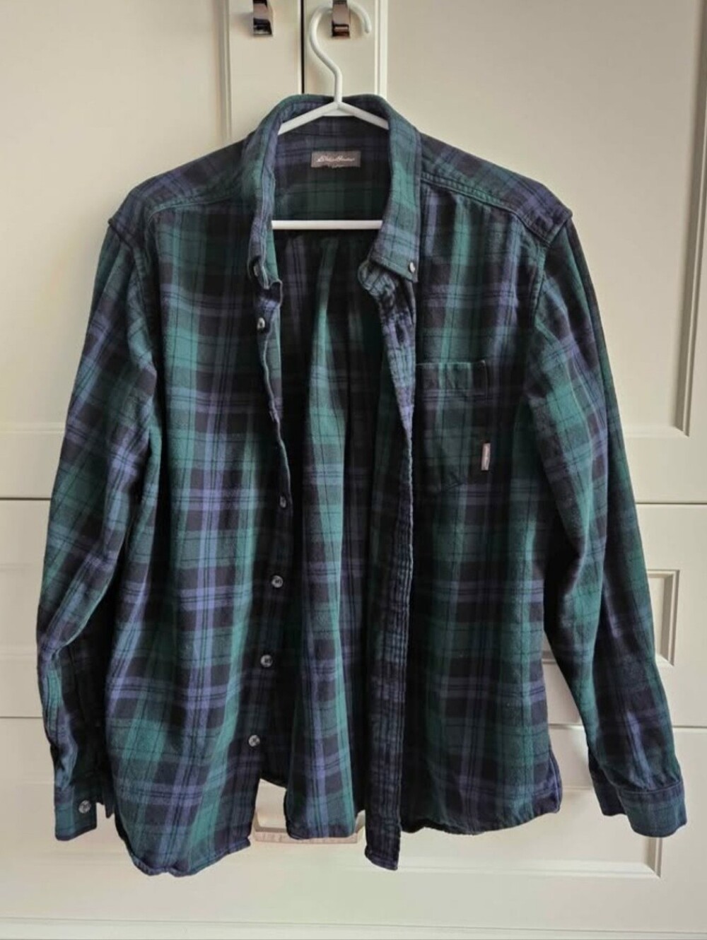 Eddie Bauer Green and Navy Plaid Shirt